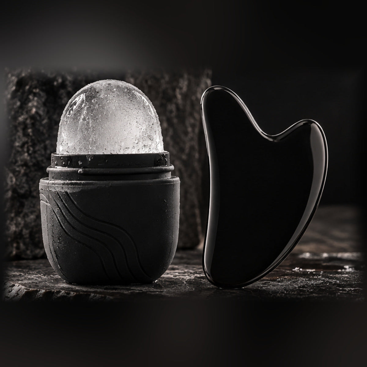 Pack complet : gua sha noir et accessoire glacé